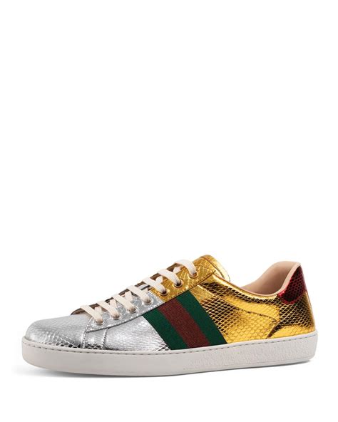 gucci snake ace sneakers|Gucci ace metallic snakeskin sneakers.